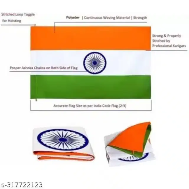 Satin Tiranga Flag, Multicolor, 30x45 inches