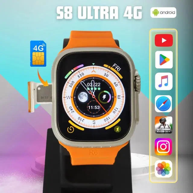 Nylon Strap Smart S8 Ultra Smart Watch for Men & Women, Orange