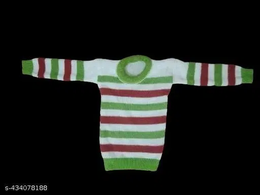 Acrylic Striped Sweater for Girls & Boys (Multicolor, 2-3 Years)