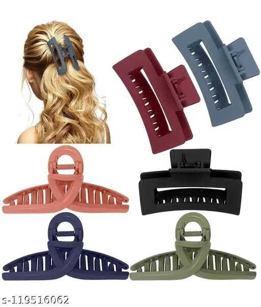 Plastic Hair Clutcher for Women & Girls, Pack of 6 (Multicolor)