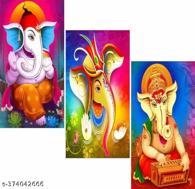 Wooden UV Coated Digital Painitings, Multicolor, 12x18 inches, Pack of 3