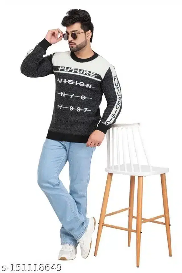 Woolen Sweater for Men (Multicolor, M)