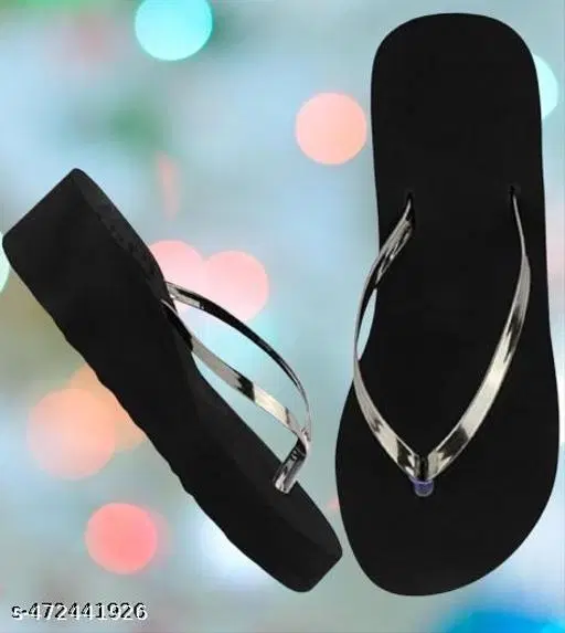 Solid Thong Flip-flops for Women (Silver, IND-3)