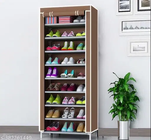 Metal 9 Layer Collapsible Multipurpose Rack, Brown