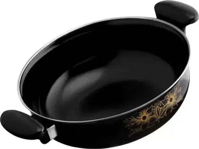 Cast Iron Kadai, Black, 28 cm
