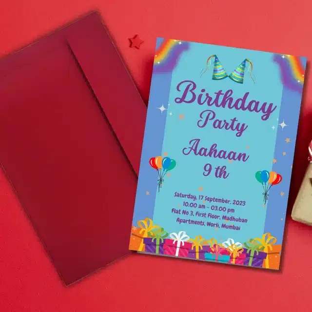 Birthday Party Greetings with Envelope, Multicolor