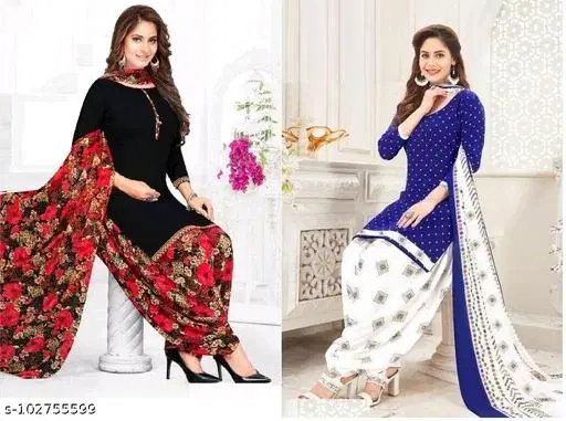 Crepe Dress Material Suit Salwar for Women, Pack of 2 (Red, Free Size)