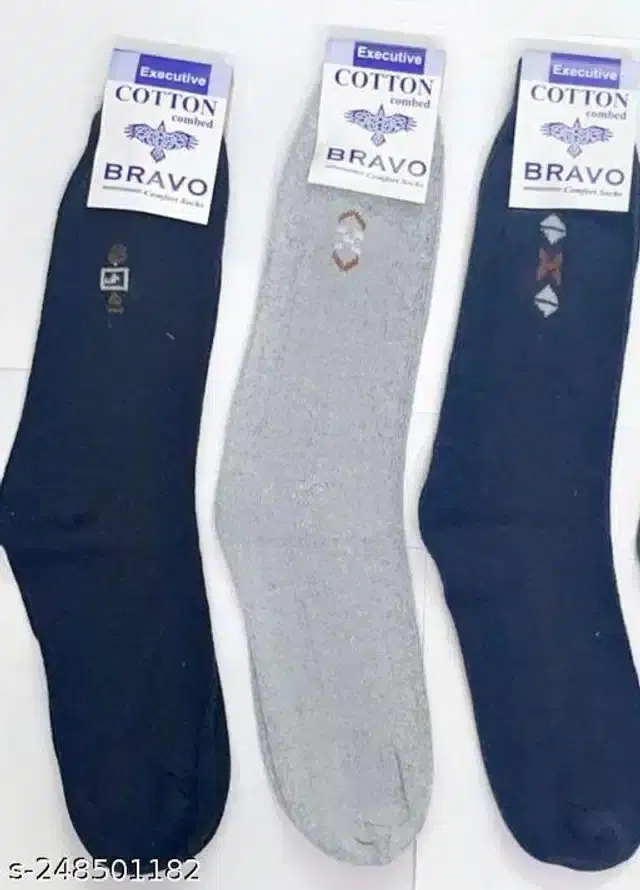 Cotton Socks for Unisex, Pack of 3 (Multicolor)