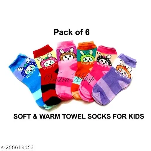 Woolen Socks for Kids, Set of 6 (Multicolor, 0-3 Months)