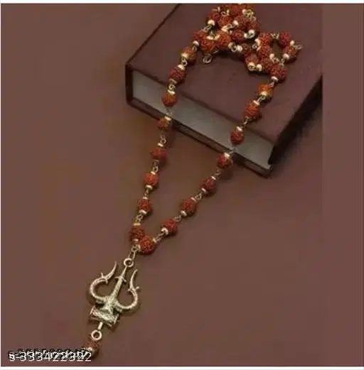 Gold Plated Rudraksh Beads Mala Chain for Men (Brown)