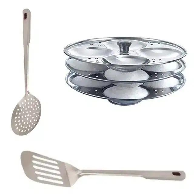 Stainless Steel Poni, Egg Palta & Idli Making Stand of 3 Plates, Combo of 3