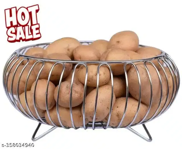 Stainless Steel Fruit cum Vegetable Basket, Silver