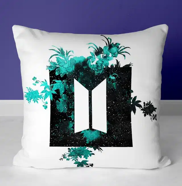 BTS Signature Printed Cushion Cover, Multicolor, 12X12 Inch, Gt-008