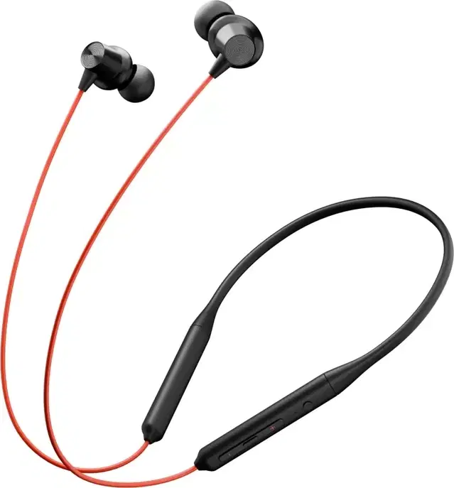 TECHFIRE T60 Pro Bullets Z Bass Neckband, Red with Magnetic On Off ANC ENC