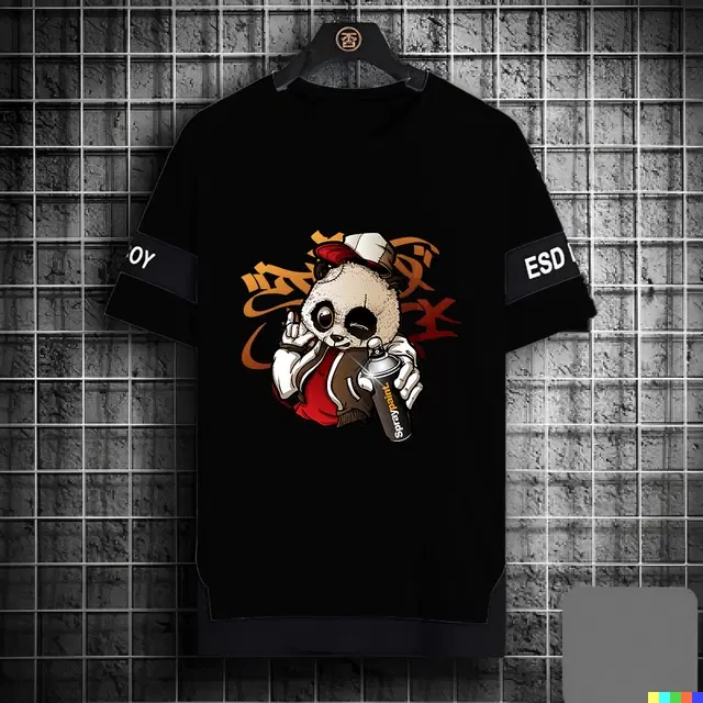 Half Sleeves Printed Round Neck Oversize T-Shirt for Men (Black, L)