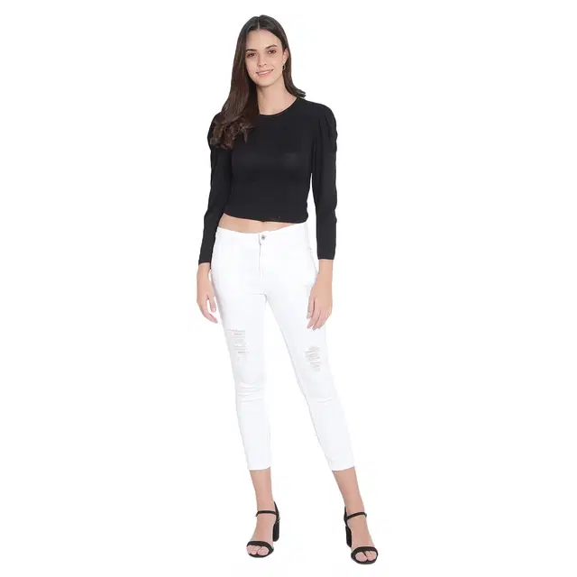 Denim Straight Fit Jeans For Women , WHITE (28)