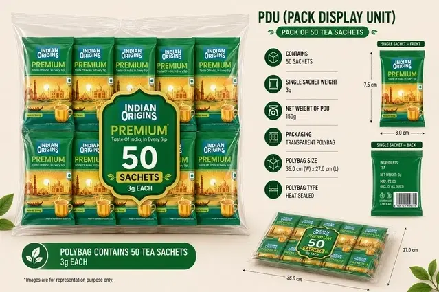 Indian Origins Premium Tea Sachet 50X3 g (Pack of 50)