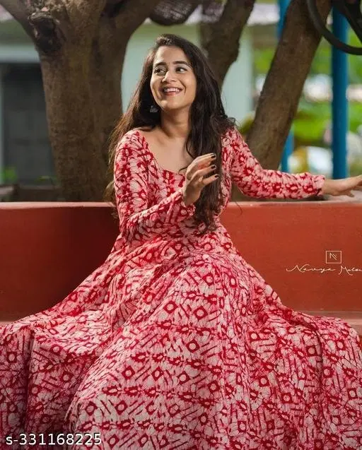 Floral Designer Gown Kurti for Ladies for Women (Multicolor, S)