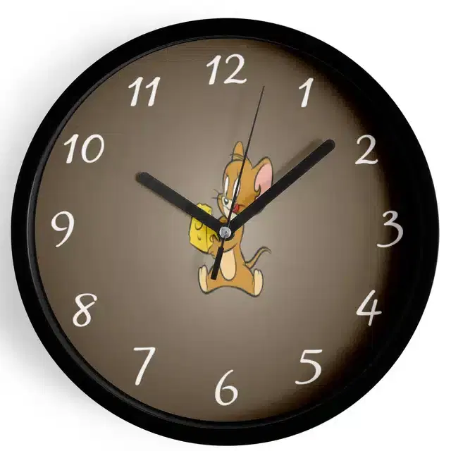 Analog Tom & Jerry Wall Clock for Home, Black, 7 Inches