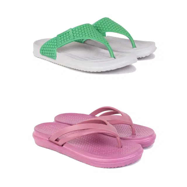 Slippers for Women, Pack of 2 (Multicolor, 5)