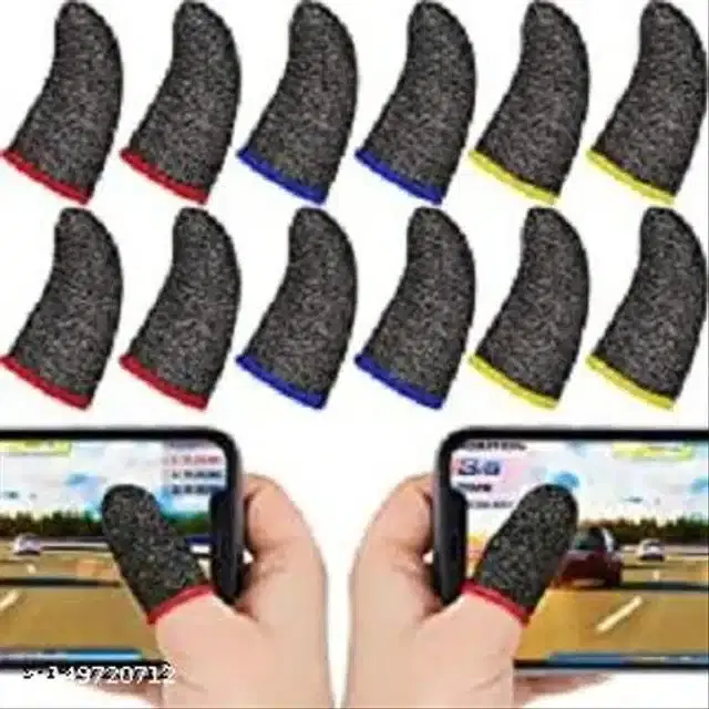 Gaming Finger Sleeves, Black, Set of 6