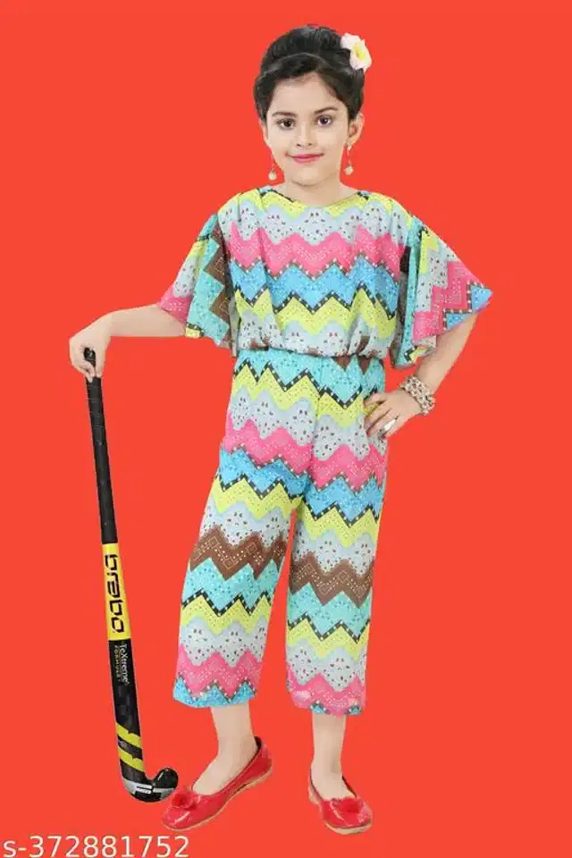 Chiffon Jumpsuit for Girls (Multicolor, 5-6 Years)