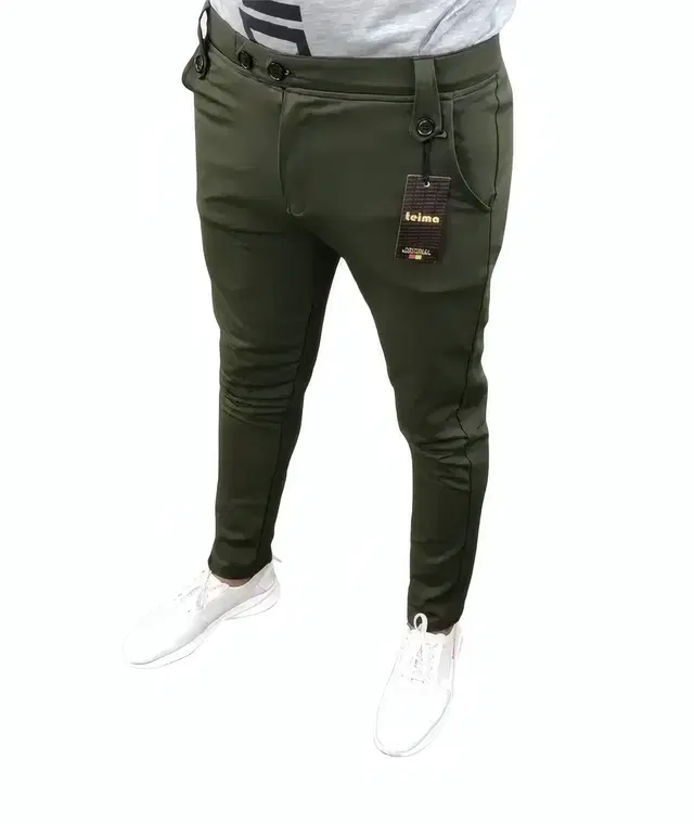Polyblend Trousers for Men (Olive, 32)
