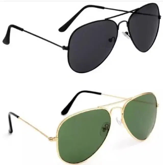 Sunglasses for Men, Pack of 2 (Black & Olive)