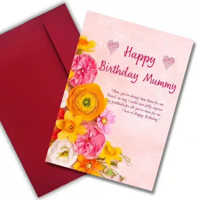 Birthday Greeting Card with Envelope for Moms, Multicolor, Set of 1
