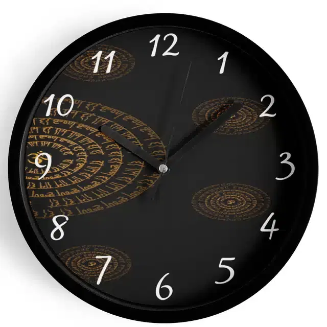 Analog Lord Krishna Wall Clock for Home, Black, 7 Inches