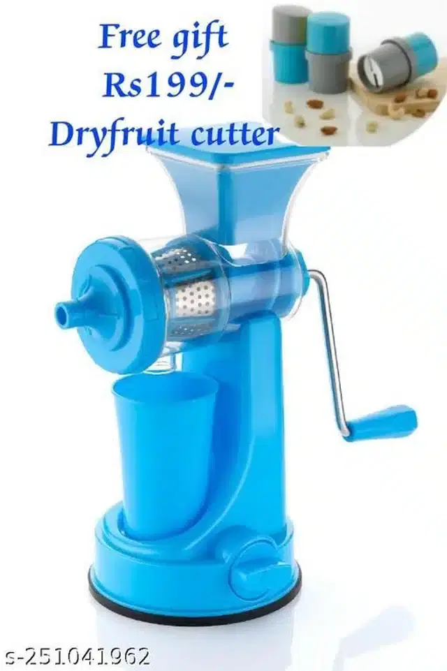 Plastic Manual Juicer with Free Dry Fruit Cutter, Multicolor, Set of 2