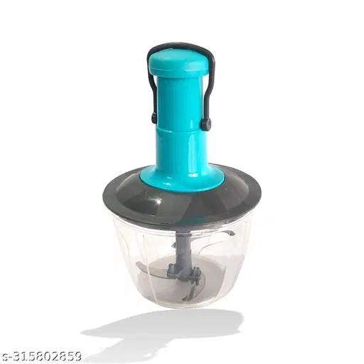 Plastic Manual Vegetables & Fruits Chopper, Grey & Blue, 1000 ml
