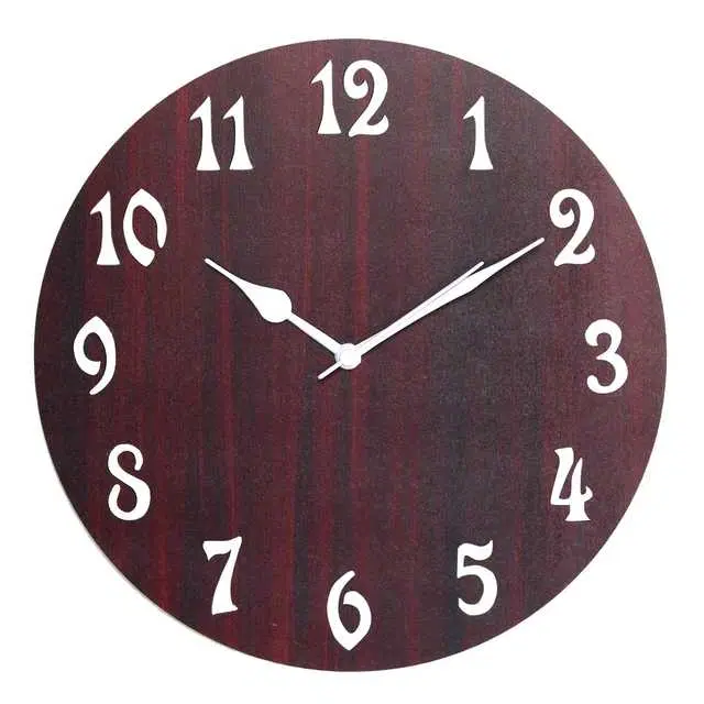 Jaipur Crafts Wooden Wall Plain Round Clock, Brown, 11 Inch, N-3