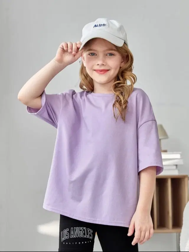 Round Neck Printed T-Shirt for Girls (Purple, 6-7 Years)