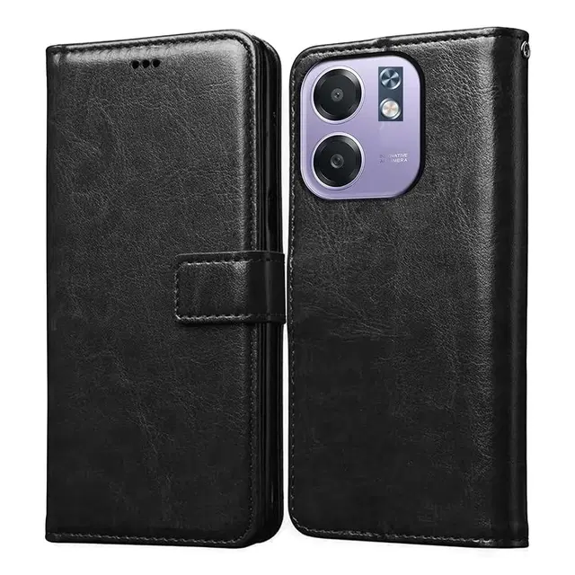 Artificial Leather Flip Cover For Oppo Cph2733 / A5X 5G, Black