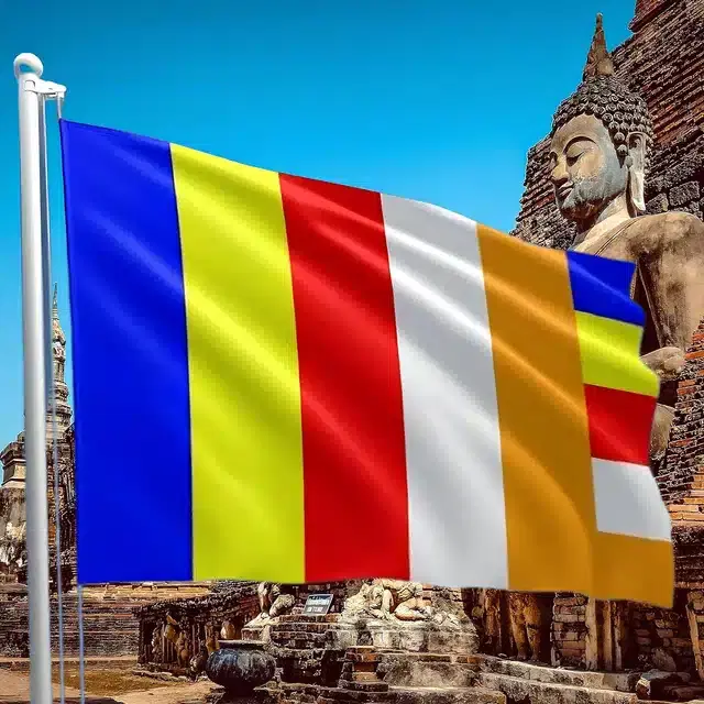 Polyester Printed Buddhist Flags, Multicolor, 30x40 Inches