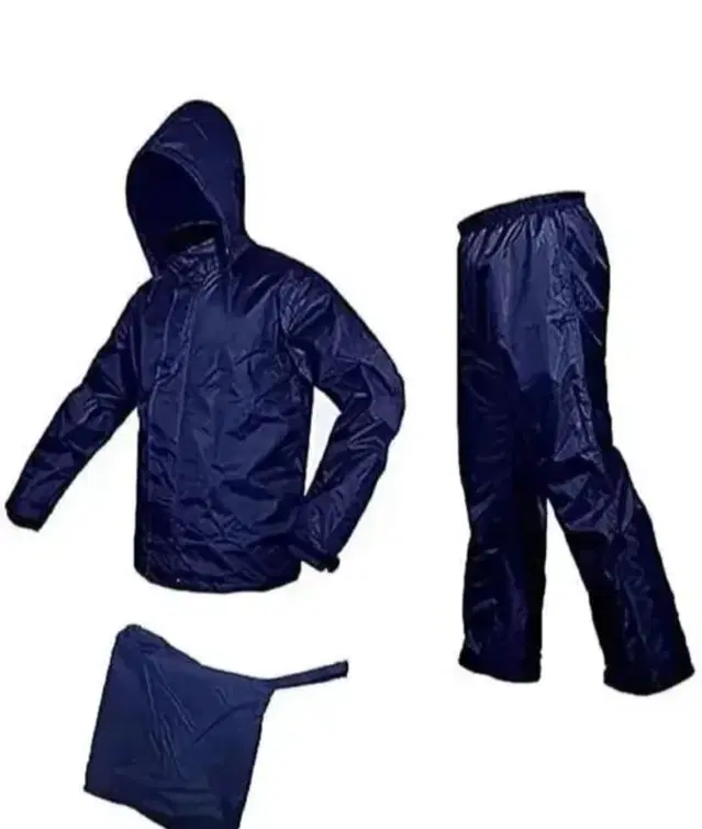 Polyester Solid Rainsuit for Men, Black, XL