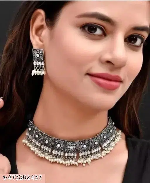White Jewellery set,oxidised jewellery set for women & girls