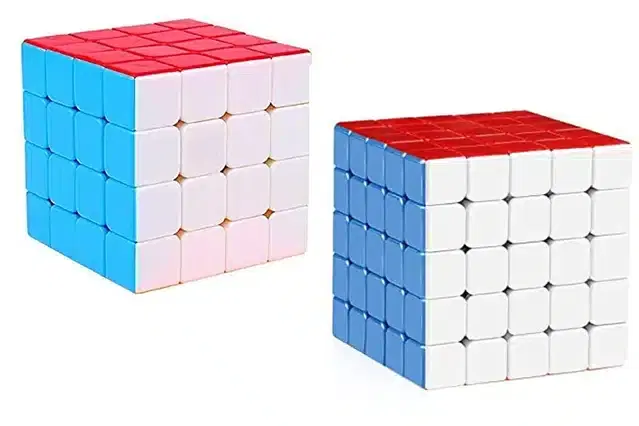 5x5 & 4x4 Stickerless Rubik's Cube, Set of 2, Multicolor