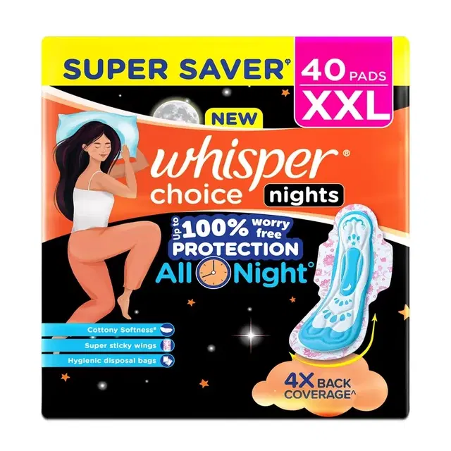 Whisper Choice Nights Pad Xxl 40 Pc