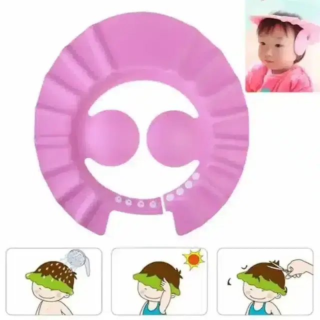 K Kudos Adjustable Safe Shower Baby Cap New Soft Bathing Wash Hair Eye Ear Protector Hat