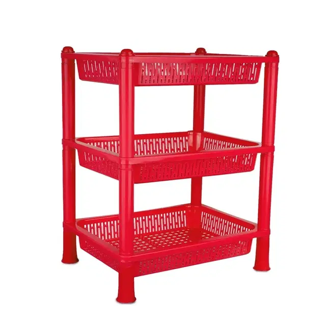 Fair Food 3 tier Multipurpose Basket Stand for Fruit and Vegetable, Red
