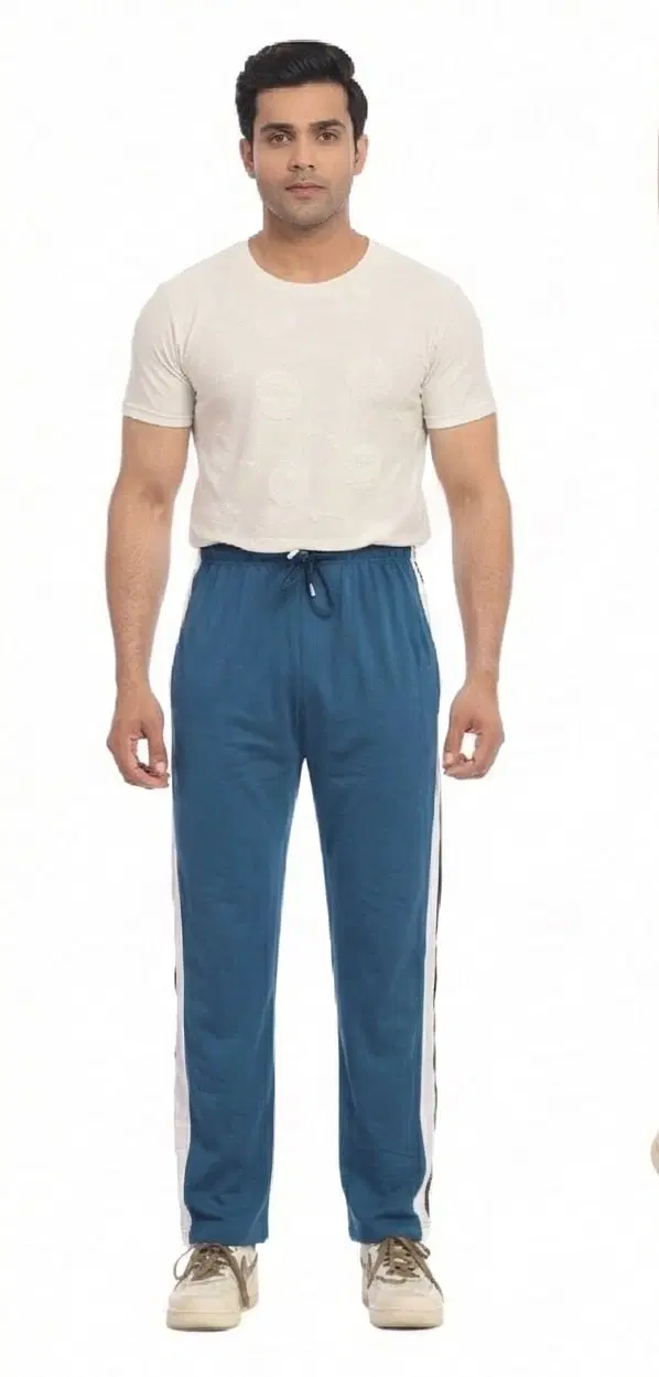 Cotton Abstract Track Paints For Men, Airforce (M)