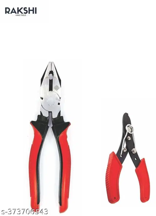 Stainless Steel Cutting Plier with Wire Cutter, Silver & Red, Set of 2