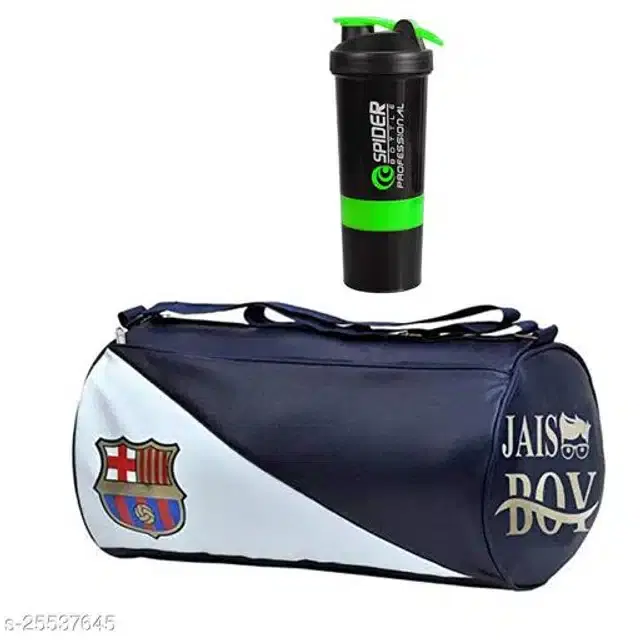 Combo of Gym Bag with Shaker Bottle, 400 ml, Multicolor, Set of 2