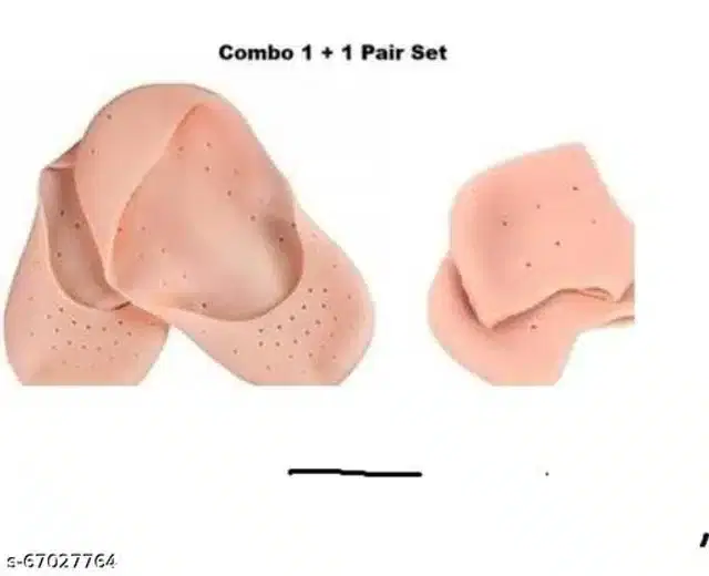 Moisturizing Silicon Gel Socks with Gel Pad, Beige, Set of 2