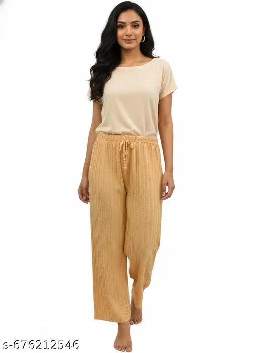 Palazzo Pants for Women (Yellow, S)