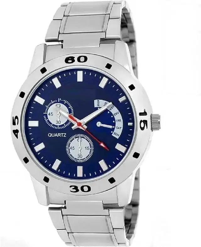 Analog Watch for Boys & Men, Blue (Silver)