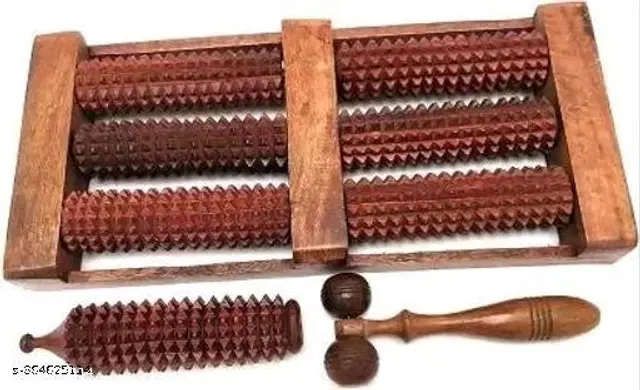 Wooden Body Massager Set, Brown, Set of 3