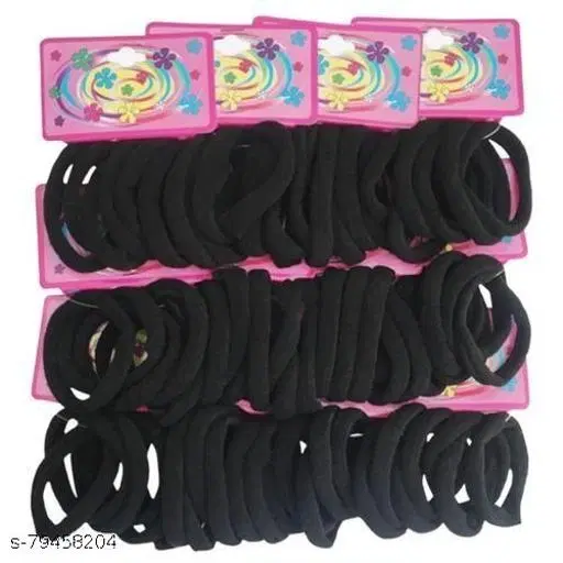 Black Rubber Band for Women (Black, Pack of 72)
